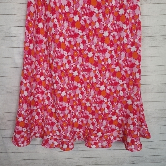 VINTAGE EXPRESS 90'S Y2K FLORAL BABYDOLL MIDI DRESS W RUFFLE HEM, SZ 9/10 - Picture 5 of 14